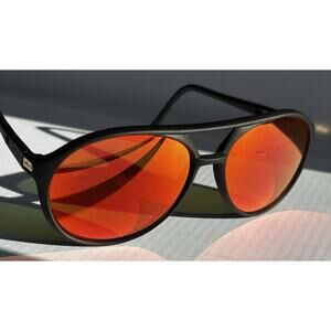 VINTAGE 80’s REVO 800 001 MATTE-BLACK SUNGLASSES W/ORANGE POLARIZED LENSES
